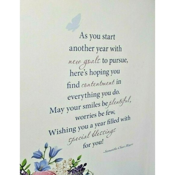 Thoughts And Inspirations Birthday Greetings Floral Bouquet Greeting Card - Picture 8 of 11